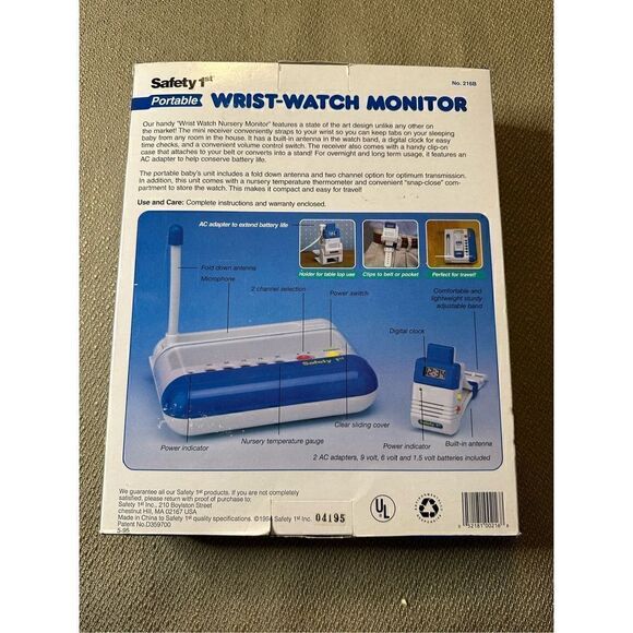 Vintage 90s New Old Stock Safety 1st Portable Wrist Watch Baby Digital Monitor - Picture 5 of 9